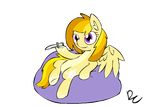  animated bean_bag blonde_hair deadlycomics equine eyelashes fan_character feathered_wings feathers female feral hair hooves knife lying mammal multitone_hair my_little_pony no_sound pegasus purple_eyes simple_background skullcrusher smile solo wings 