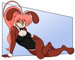  anthro breasts brown_body brown_fur bunny_costume cleavage clothed clothing costume dust:_an_elysian_tail female fur hair haley_(elysian_tail) kloe_(artist) lagomorph leporid mammal pink_hair rabbit solo yellow_eyes 