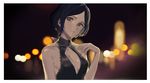  bad_id bad_pixiv_id black_hair breasts brown_eyes cleavage earrings hayami_kanade idolmaster idolmaster_cinderella_girls jewelry medium_breasts night rr_(suisse200) short_hair sleeveless solo 