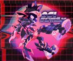  abstract_background ambiguous_gender anthro claws clothing footwear grin hat jacket kuroblood shoes solo unknown_species white_eyes 