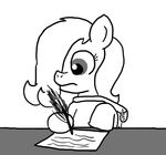  clothing cub earth_pony emerald_jewel(colt_quest) equine fan_character feathers ficficponyfic horse loose_feather male mammal my_little_pony paper pony quill writing young 