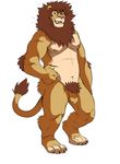  anthro athletic digitigrade feline flaccid front_view humanoid_penis lion looking_at_viewer male mammal mane musclegut navel negger nipples nude partially_retracted_foreskin pecs penis pinup pose pubes sharp_teeth simple_background slightly_chubby slime solo standing teeth uncut white_background 