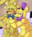  bow_tie cum five_nights_at_freddy&#039;s five_nights_at_freddy&#039;s_3 fredbear_(fnaf) fur hat male male/male penis springtrap_(fnaf) video_games yellow_fur 