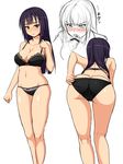  adjusting_bra adjusting_clothes adjusting_panties ass bent_over black_hair blush bow bow_panties bra breasts censored character_sheet fellatio ikkei_(bobusuman) kneepits lace lace-trimmed_bra large_breasts long_hair looking_at_viewer mosaic_censoring multiple_views oral original panties penis purple_eyes skindentation tears underwear 