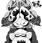  armor chromatic_aberration commentary_request dj_takowasa greyscale helmet inkling japanese_armor kabuto monochrome panda robe signature sizma sketch splatoon_(series) splatoon_1 stretch sweat upper_body younger 