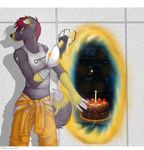  anthro cake canine clothed clothing female food hitmore inside mammal portal portal_(series) ranged_weapon solo standing valve video_games weapon 