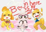  &lt;3 &lt;3_eyes aggressive_retsuko animal_crossing anthro blush bottomless canine caprine clothed clothing clyndemoon dawn_bellwether disney dog english_text eyewear female glasses group isabelle_(animal_crossing) mammal nintendo pussy pussy_juice red_panda retsuko sex_toy sheep text vibrator video_games young zootopia 