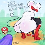 &lt;3 2016 anthro big_butt blush boots breasts butt clothing dialogue drazelle_(artist) erection female footwear gloves hat human legwear licking licking_lips mammal mario_bros mask mouse ms_mowz nintendo paper_mario presenting rodent simple_background stockings surprise thirst tongue tongue_out video_games 