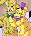  blush bow_tie five_nights_at_freddy&#039;s five_nights_at_freddy&#039;s_3 fredbear_(fnaf) hat male male/male penis springtrap_(fnaf) video_games 