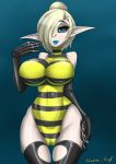  arthropod bee breasts clothing elf female humanoid insect legwear lipstick makeup nana_gel rubber solo stockings succubus 