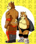  anthro blush canine clothing duo footwear jacket male mammal shiba-kenta smile sweat_droplet underwear wrestling_gear 