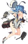  armpits banned_artist blue_hair breasts cleavage collarbone elbow_gloves full_body gloves kantai_collection long_hair medium_breasts official_art paseri solo torn_clothes torn_gloves transparent_background urakaze_(kantai_collection) white_gloves 