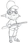  alec8ter anthro black_and_white caprine clothed clothing dawn_bellwether disney eyewear female glasses gun hat looking_at_viewer mammal monochrome ranged_weapon sheep shotgun simple_background smile solo weapon zootopia 