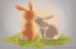  2016 cute grass kissing lagomorph love mammal rabbit romantic_couple senz 