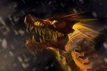  2016 ambiguous_gender digital_media_(artwork) digital_painting_(artwork) dragon feral glowing headshot_portrait open_mouth outside portrait raining scalie sharp_teeth side_view signature solo teeth theazimuth 