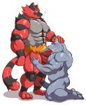  abs anthro balls cum cum_in_mouth cum_inside erection fellatio incineroar kneeling machoke maldu male male/male muscular muscular_male nintendo nude oral pecs penis pok&eacute;mon pok&eacute;mon_(species) retracted_foreskin sex uncut video_games 