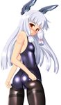  :o absurdres adjusting_clothes adjusting_swimsuit ass bare_arms bare_shoulders black_legwear blue_swimsuit blush breasts cameltoe floating floating_object hair_ribbon headgear highres kantai_collection long_hair murakumo_(kantai_collection) nose_blush one-piece_swimsuit open_mouth orange_eyes pantyhose pantyhose_under_swimsuit red_ribbon ribbon school_swimsuit shiny shiny_clothes sidelocks silver_hair simple_background skin_tight small_breasts solo swimsuit tera_hiroshi thighband_pantyhose white_background 