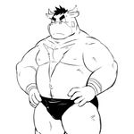  anthro bovine cattle clothing frown male mammal shiba-kenta simple_background underwear 