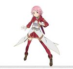  alternate_weapon breastplate dagger full_body hair_ornament holding holding_weapon lisbeth lisbeth_(sao-alo) looking_at_viewer official_art pink_hair pleated_skirt pointy_ears red_eyes red_legwear red_skirt short_hair skirt smile solo sword_art_online sword_art_online:_code_register thighhighs watermark weapon zettai_ryouiki 