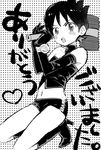  amano_keita bad_id bad_pixiv_id bare_shoulders blush boots crossdressing elbow_gloves gloves greyscale heart high_heel_boots high_heels male_focus midriff monochrome navel open_mouth piko_piko_hammer poko_(ame) short_shorts shorts solo thank_you watch wristwatch youkai_watch youkai_watch_(object) 