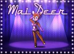  absurd_res animatronic anthro beauty_mark blush bow_tie breasts burlesque cervine curtains deer fan_character female five_nights_at_freddy&#039;s fur headphones headset hi_res hooves humor looking_at_viewer machine mammal pink_eyes pinkypills_(artist) pose pun robot solo spotlight spots spotted_fur stage video_games 