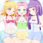  cherrose commentary_request hanami_kotoha highres izayoi_liko mahou_girls_precure! marine_day navel precure swimsuit 