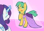  2016 clothed clothing cutie_mark dress duo equine eyes_closed eyeshadow fearingfun female feral freckles friendship_is_magic glowing green_eyes hair hi_res horn jewelry long_hair makeup mammal my_little_pony necklace open_mouth purple_hair rarity_(mlp) smile snails_(mlp) spotlight unicorn 