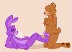  bear bonnie_(fnaf) brown_fur five_nights_at_freddy&#039;s freddy_(fnaf) fur lagomorph male male/male mammal penis purple_fur rabbit sex video_games 