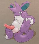  anthro anus argon_vile balls erection front_view holding_leg horn humanoid_penis knot looking_at_viewer male musclegut naughty_face nidoking nintendo penis pok&eacute;mon precum presenting presenting_anus scalie solo spread_legs spreading video_games 