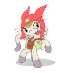  cat clothing deadlycomics equine feline feral hat hooves horse hybrid male mammal meow_(space_dandy) my_little_pony open_mouth pony simple_background solo space_dandy standing video_games 