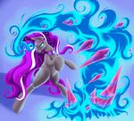  2016 aerostoner blue_background blue_eyes crystal cutie_mark equine female feral friendship_is_magic fur grey_fur hair hi_res horn jewelry magic mammal multicolored_hair my_little_pony necklace nightmare_rarity_(idw) simple_background solo two_tone_hair unicorn 