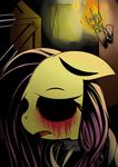  2014 abstract_background aerostoner blood equine female feral fluttershy_(mlp) friendship_is_magic fur hair horse mammal my_little_pony pink_hair pony solo torch yellow_fur 