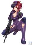  1girl absurdres female gun highres official_art red_hair satou_shouji solo triage_x tsurugi_miki weapon 