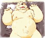 2016 bear bed blush cum cum_on_chest cum_on_stomach garousuki lying male mammal navel overweight polar_bear solo sweat 