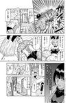  3boys bald body_hair bunny_girl comic facial_hair greyscale higashitani_fumito kicking monochrome multiple_boys multiple_girls mustache original shirtless stubble sweat table thumbtack translated underwear 