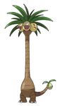  absurdres alolan_exeggutor alolan_form alternate_form commentary exeggutor fangs highres long_neck multiple_heads no_humans official_art open_mouth palm_tree pokemon pokemon_(creature) smile solo sugimori_ken tree 