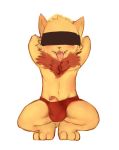  anthro blindfold blush briefs clothing cydonia_xia erection foreskin hands_behind_head kneeling league_of_legends male navel neck_tuft penis poking_outt precum riot_games simple_background solo spread_legs spreading teemo_(lol) tongue tongue_out tuft uncut underwear video_games 