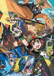  bike_shorts black_hair charizard gray_eyes grey_eyes helmet mudsdale official_art pokeball pokemon pokemon_sm saddle sharpedo 