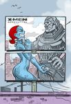  apocalypse_(marvel) armor blue_skin building female grin hair human male mammal marvel mystique_(marvel) not_furry nude polo_jasso red_hair x-men yellow_eyes 