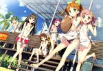  ayase_sayuki bikini black_hair blue_eyes braids breasts brown_hair cleavage clouds drink enomoto_kaho fujimura_natsuki green_hair hirosaki_kanade kantoku long_hair minagawa_yuuhi orange_hair pink_eyes pink_hair purple_eyes purple_hair ribbons scan short_hair skirt swimsuit tree twintails waitress yellow_eyes your_diary 