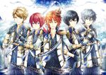  all_male ensemble_stars! jaebau male narukami_arashi sakuma_ritsu sena_izumi suou_tsukasa sword tsukinaga_leo uniform weapon 