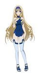  1girl blonde_hair blue_eyes blue_hairband cecilia_alcott drill_hair hairband highres infinite_stratos long_hair looking_at_viewer pantyhose smile solo 