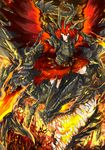 armor bad_id bad_pixiv_id belt dragon fire highres kan_(aaaaari35) orange_eyes original red_hair scales skirt sword tail weapon wings 