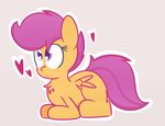  &lt;3 blush chest_tuft equine female feral friendship_is_magic hair mammal mr-degration my_little_pony pegasus scootaloo_(mlp) simple_background solo tuft wide_eyed wings 