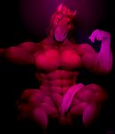  2016 abs animal_genitalia animal_penis anthro balls beckoning biceps big_muscles brown_body brown_eyes brown_hair collarbone digital_media_(artwork) equine equine_penis gloves_(marking) gradient_background hair half-erect horse huge_penis humanoid_hands lighter_penis long_hair looking_at_viewer male mammal markings medial_ring muscular muscular_male navel nipples nude pecs penis saggy_balls simple_background sitting slypon solo spread_legs spreading white_markings 