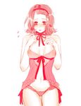  babydoll blush breasts choker cowboy_shot flying_sweatdrops hairband hand_on_own_chest hips jojo_no_kimyou_na_bouken lingerie medium_breasts nail_polish navel panties pink_eyes pink_hair ribbon rin2010 solo sugimoto_reimi underwear underwear_only 