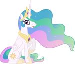  cutie_mark equine feathered_wings feathers female feral friendship_is_magic fur hair horn mammal multicolored_hair my_little_pony princess_celestia_(mlp) unicorn white_feathers winged_unicorn wings 