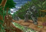  artist_request barrel firing gun injury jungle mecha original trees water weapon 