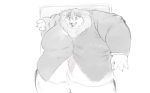  anthro belly big_belly blush button_pop chubby_cheeks claws clothed clothing embarrassed feline fur hyper hyper_belly inside lion male mammal mane midriff moobs morbidly_obese navel necktie obese obese_male open_mouth overweight overweight_male pantherine saintdraconis simple_background solo squish straining_buttons stuck white_background 