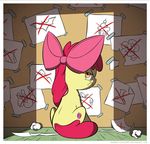  2016 apple_bloom_(mlp) bow cutie_mark equine female friendship_is_magic horse looking_at_viewer looking_back mammal my_little_pony pony sitting wandrevieira1994 